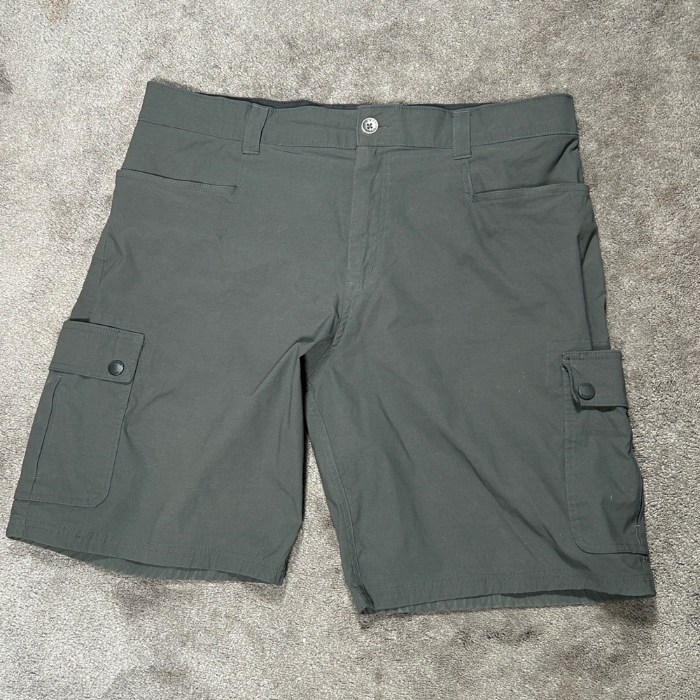Orvis Cargo Shorts Men 38 Gray Solid Stretch Nylon Outdoor Hiking Casual